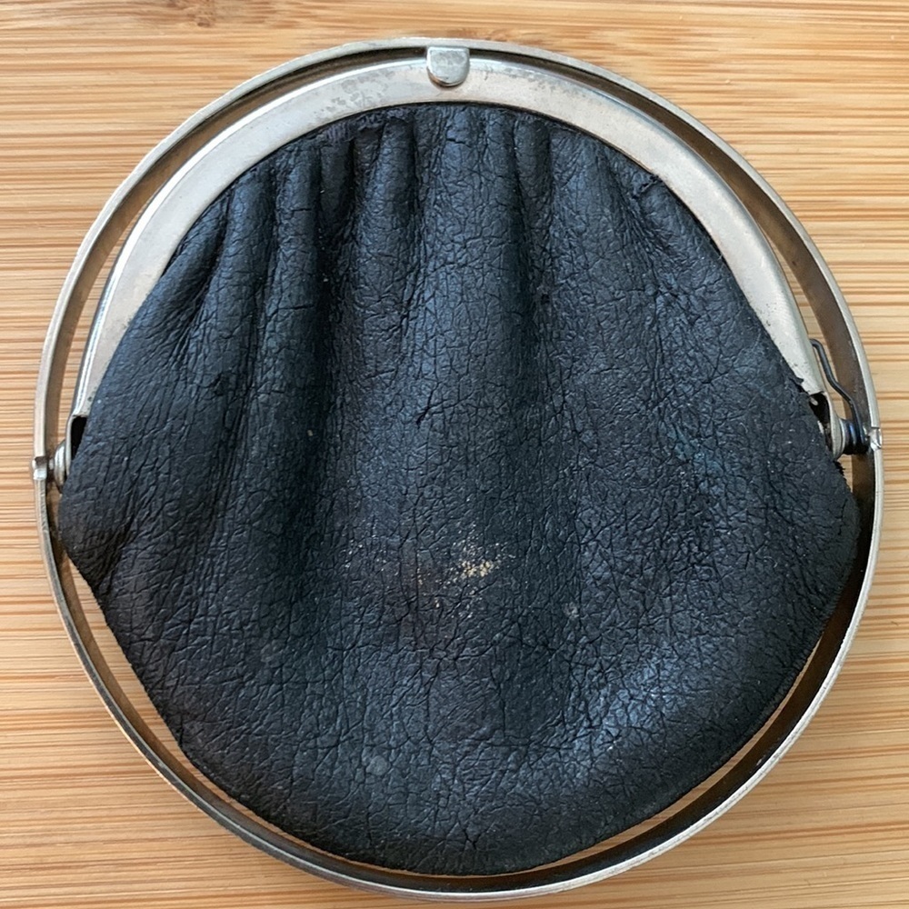 Cesare Piccini || Vintage Made in Italy Black Leather Silver Sphere Coin Purse - Picture 5 of 17